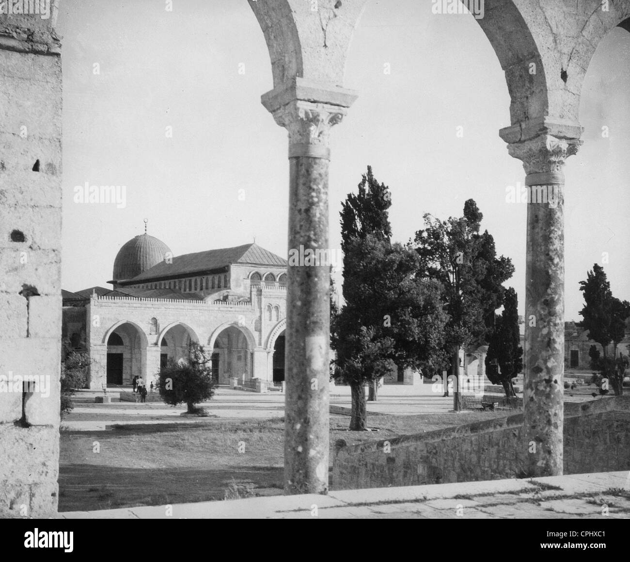 Al-Aqsa Mosque in Jerusalem, 1929 Stock Photo