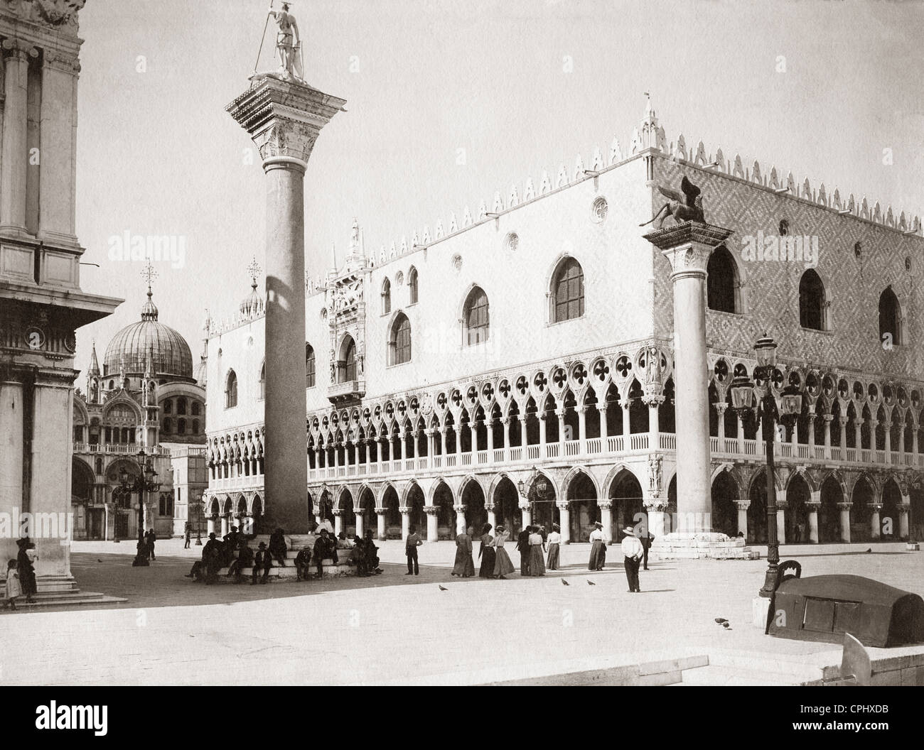 St. Mark's Square in Venice, 1907 Stock Photo