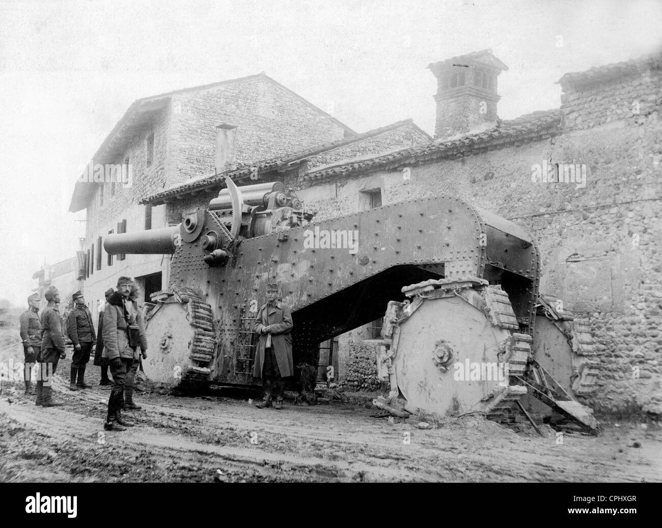 A Piece of Heavy Artillery, Capture Near Udine, 1917 Stock Photo