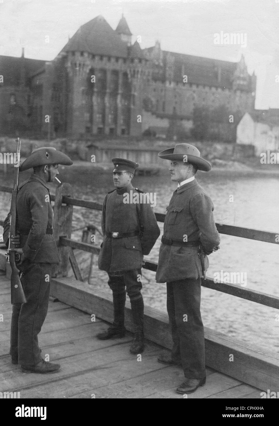 Guard of the floating bridge at Malbork (Marieburg) Stock Photo