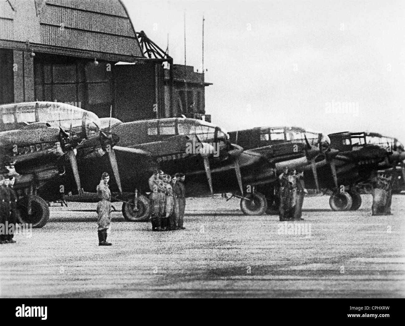 German bombers on their military airfield, 1940 Stock Photo