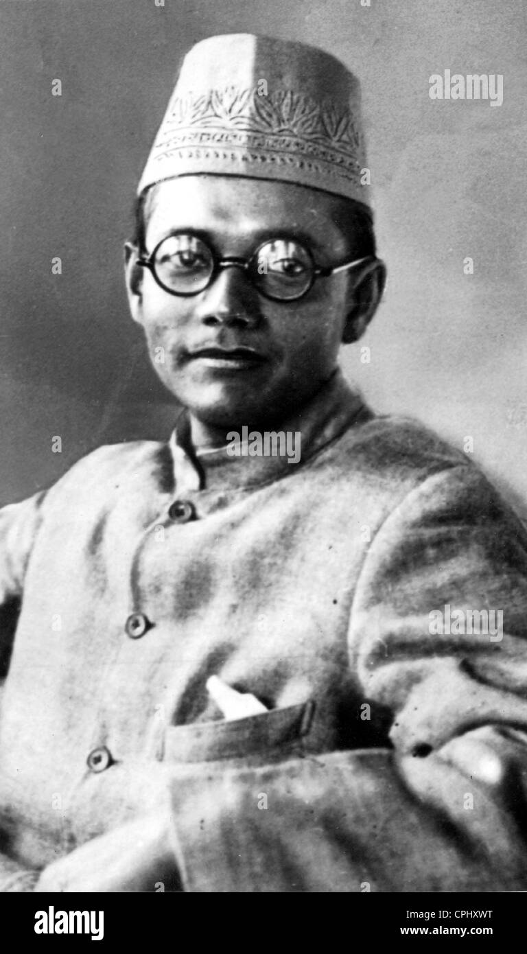 The Indian independence fighter Subhas Chandra Bose, 1930s (b/w photo) Stock Photo