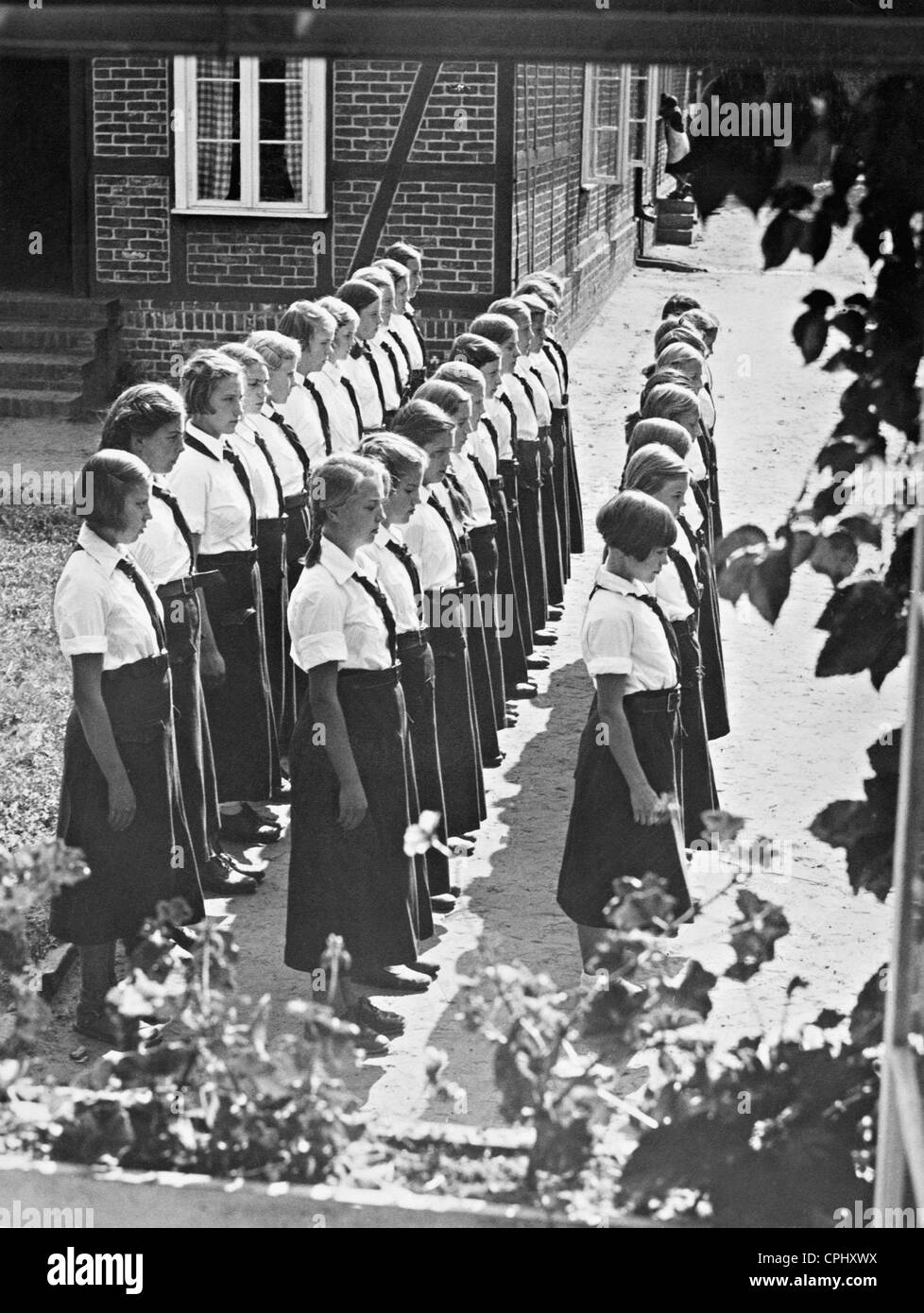 BDM girls during the morning roll call, 1934 Stock Photo