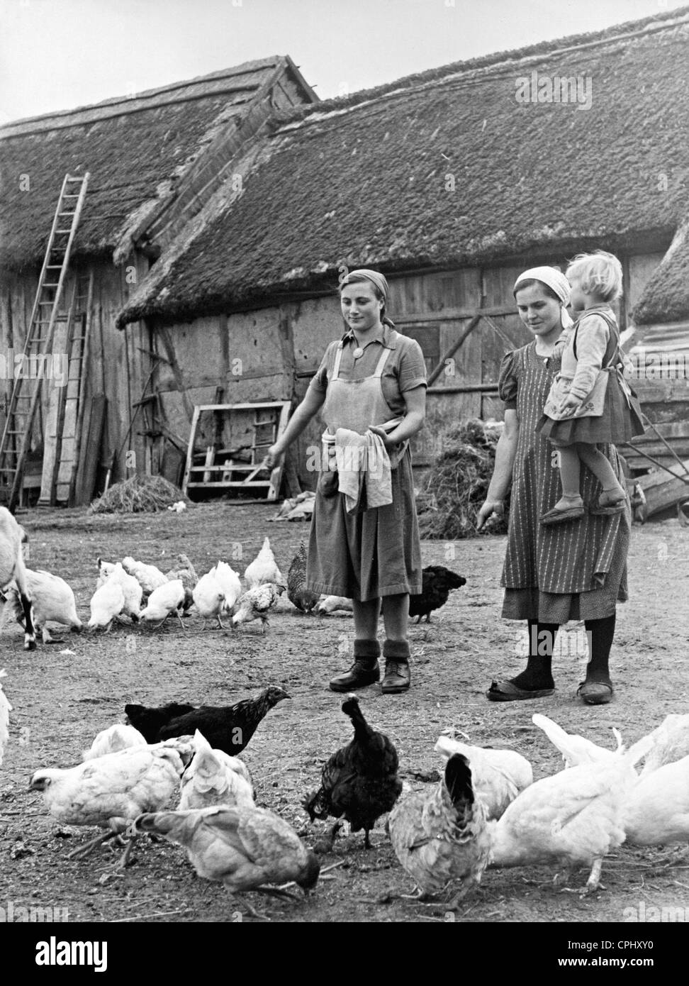 Women of the Reich Labor Service on a farm, 1940 Stock Photo