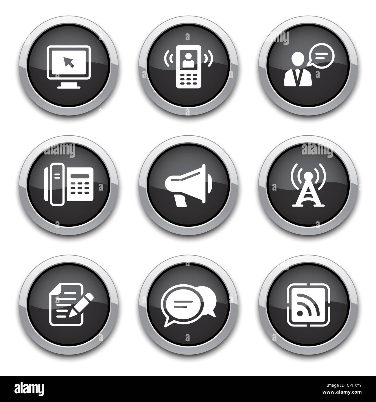 Communication Buttons black communication buttons Stock Photo - Alamy