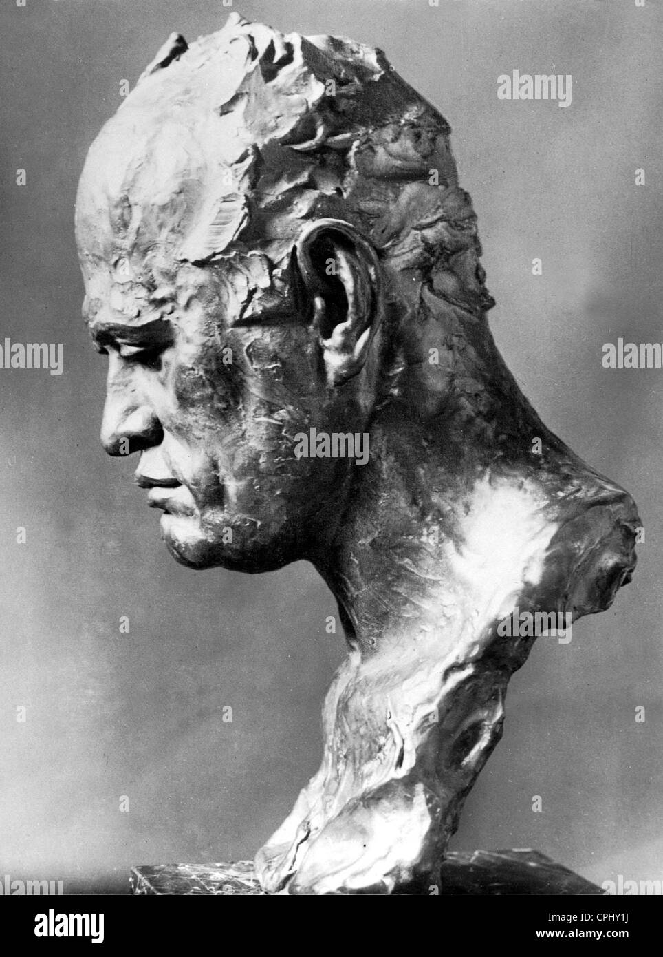 Bronze bust of Benito Mussolini Stock Photo
