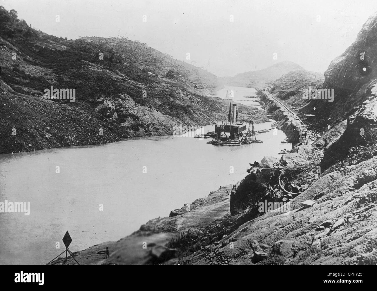 Landslide at the Panama Canal, 1927 Stock Photo
