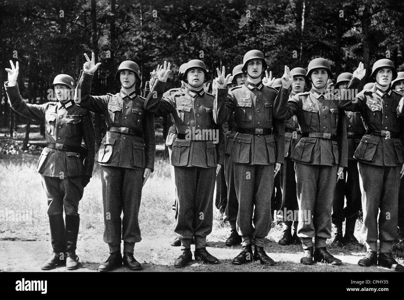Walloon volunteers of the Waffen SS at the swearing-in, 1941 Stock Photo