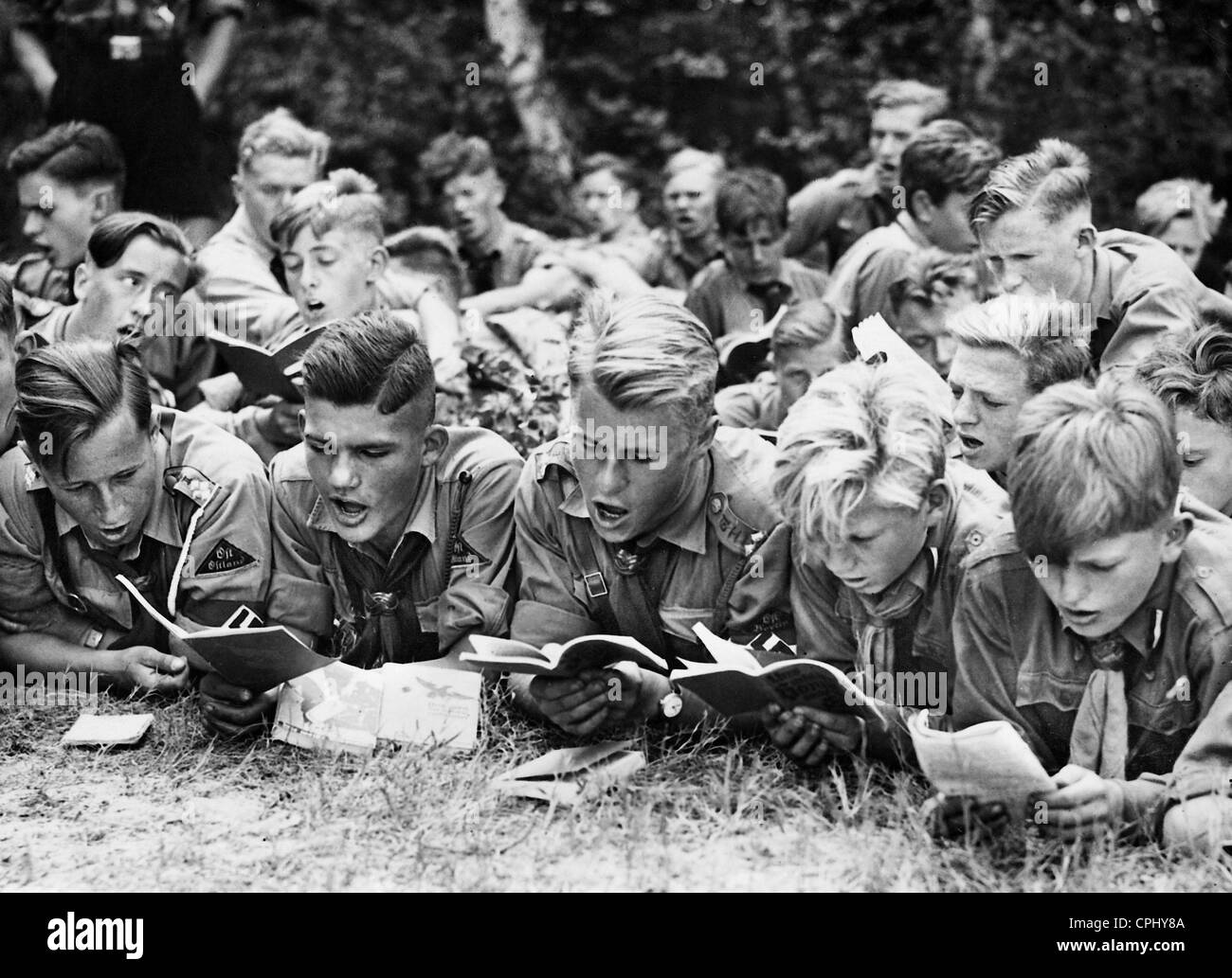 Singing Hitler Youth members, 1936 Stock Photo Alamy