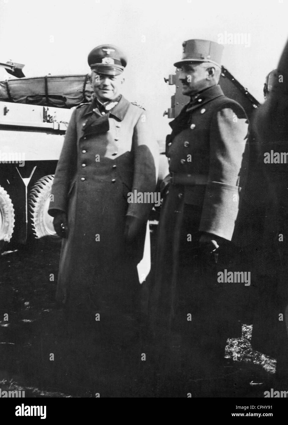 Heinz Guderian with Major General Hubicki, 1938 Stock Photo