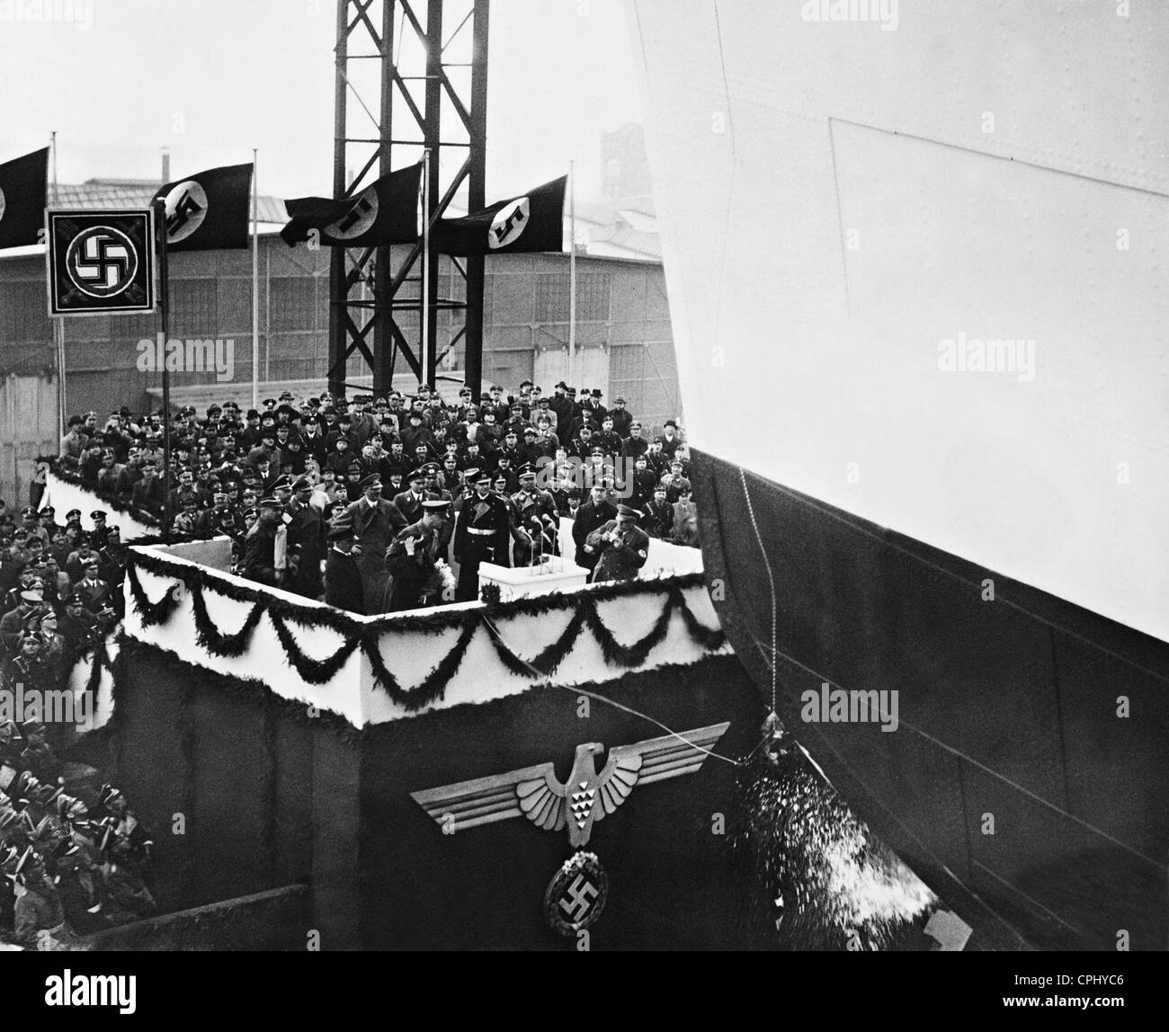 Christening of the KdF-ship 'Robert Ley', 1938 Stock Photo