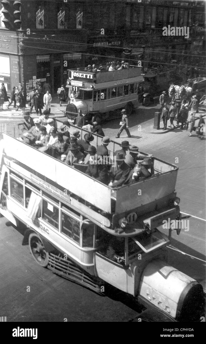 Double-decker bus in Berlin in the 20s Stock Photo