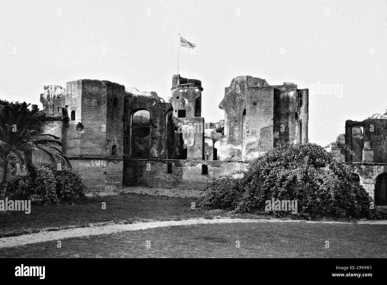 Ruins of the British residence in Lucknow, 1930 Stock Photo