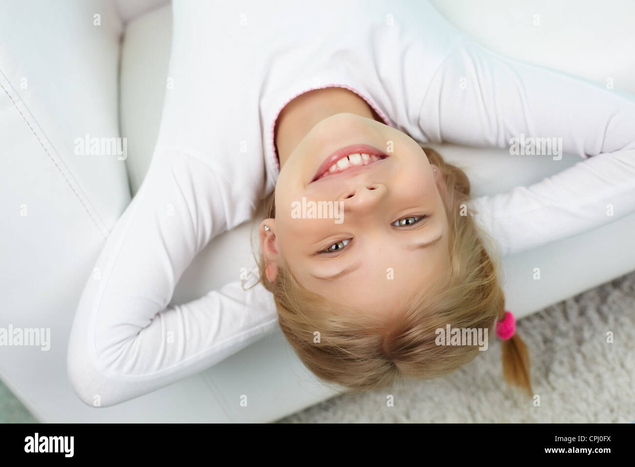 Portrait of happy girl looking at camera Stock Photo - Alamy