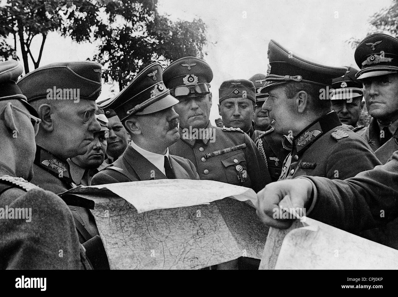 Adolf Hitler with generals during the combat in Poland , 1939 Stock Photo