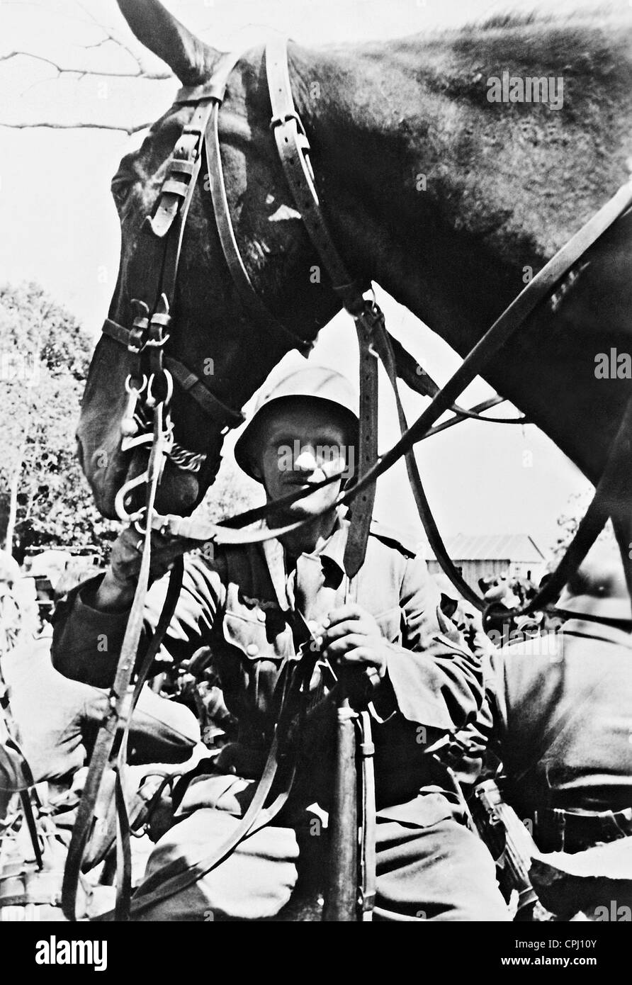 German rider during the advance in Russia, 1941 Stock Photo