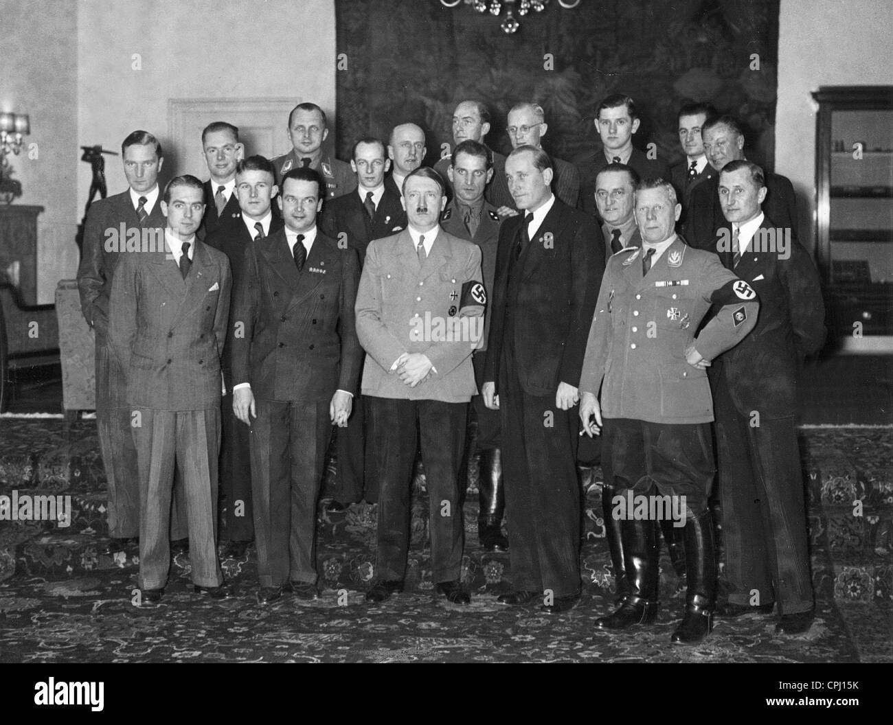 Adolf Hitler with racing drivers, 1935 Stock Photo
