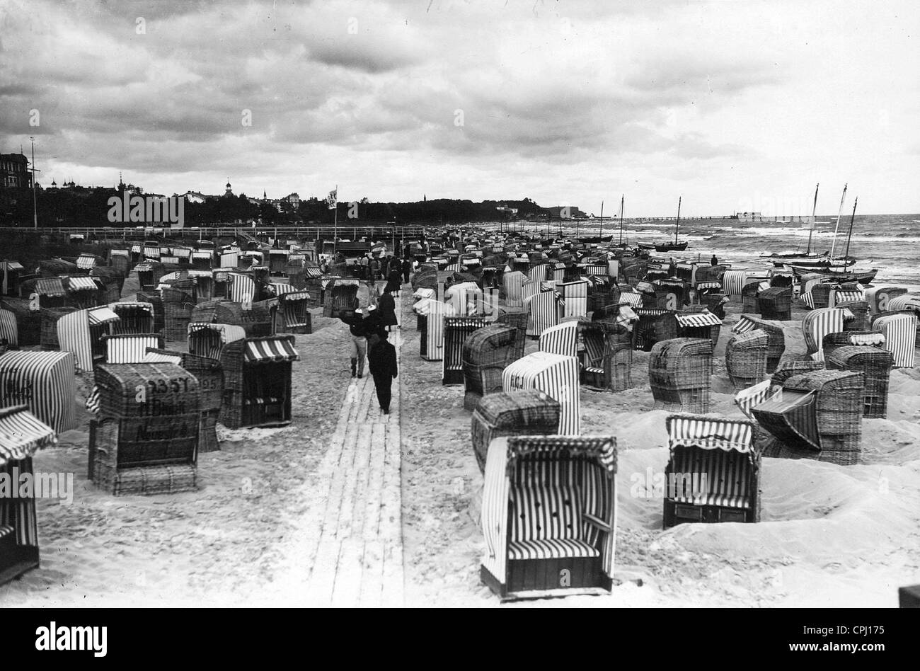 Beach chairs at Ahlbeck on Usedom, 1929 Stock Photo Alamy