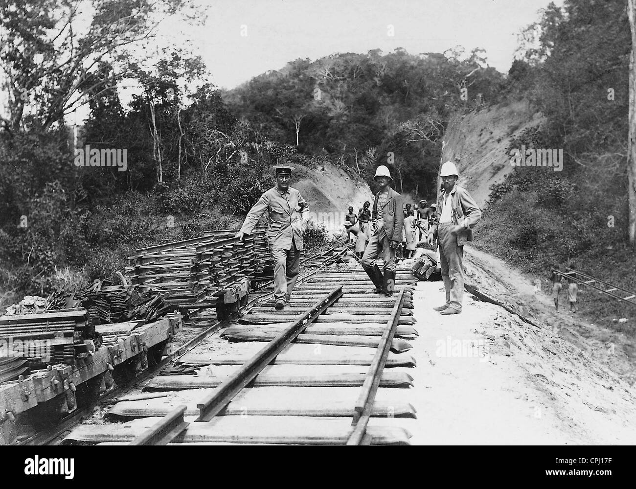 Railway construction in German East Africa, 1907 Stock Photo