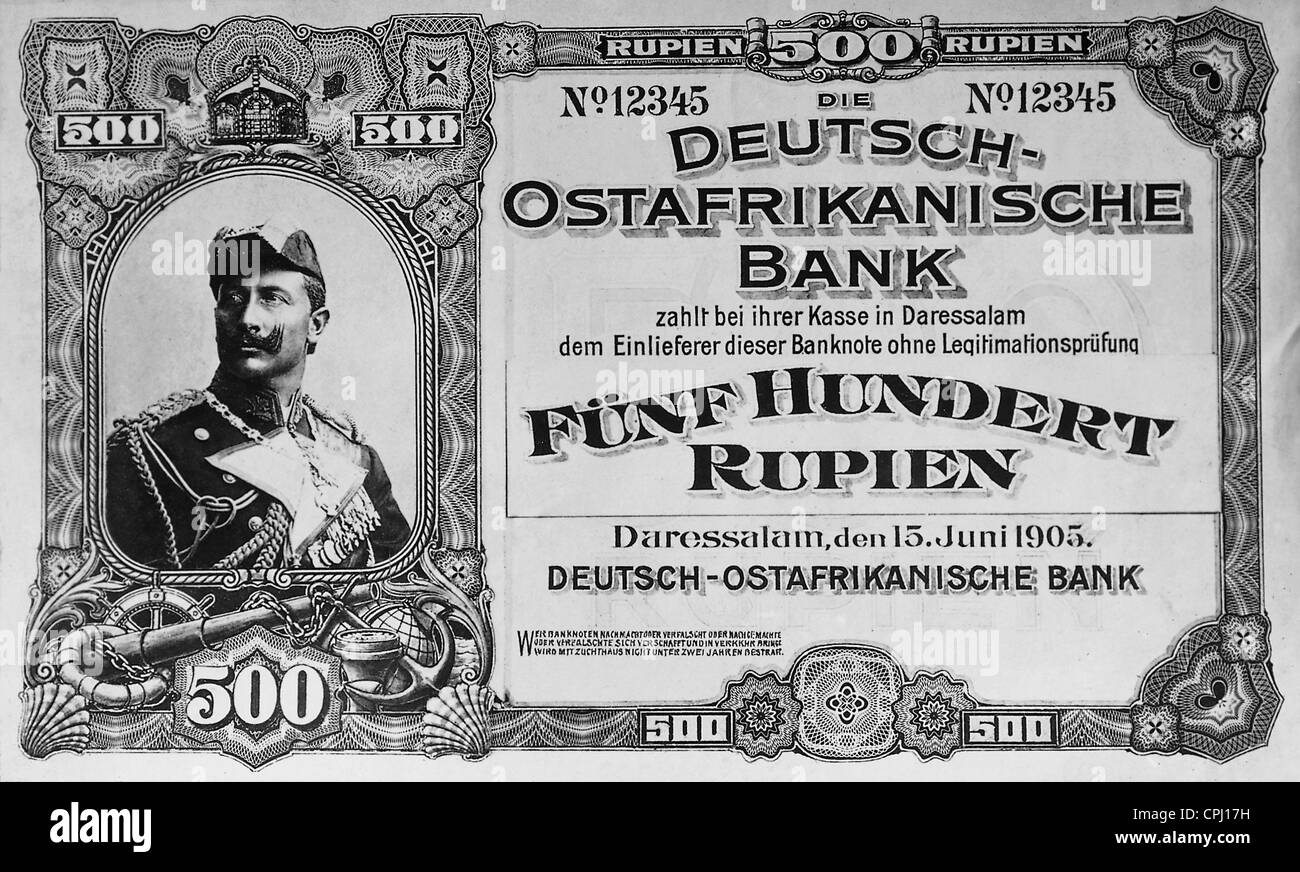 German money in German East Africa, 1905 Stock Photo