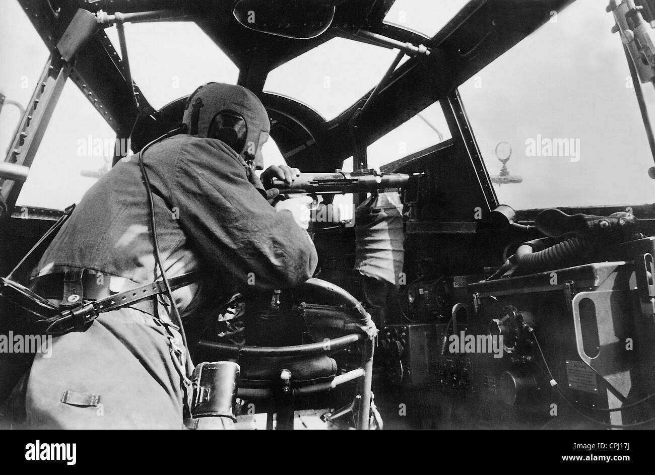 An Aerial Gunner in a German Fighter Plane, 1941 Stock Photo