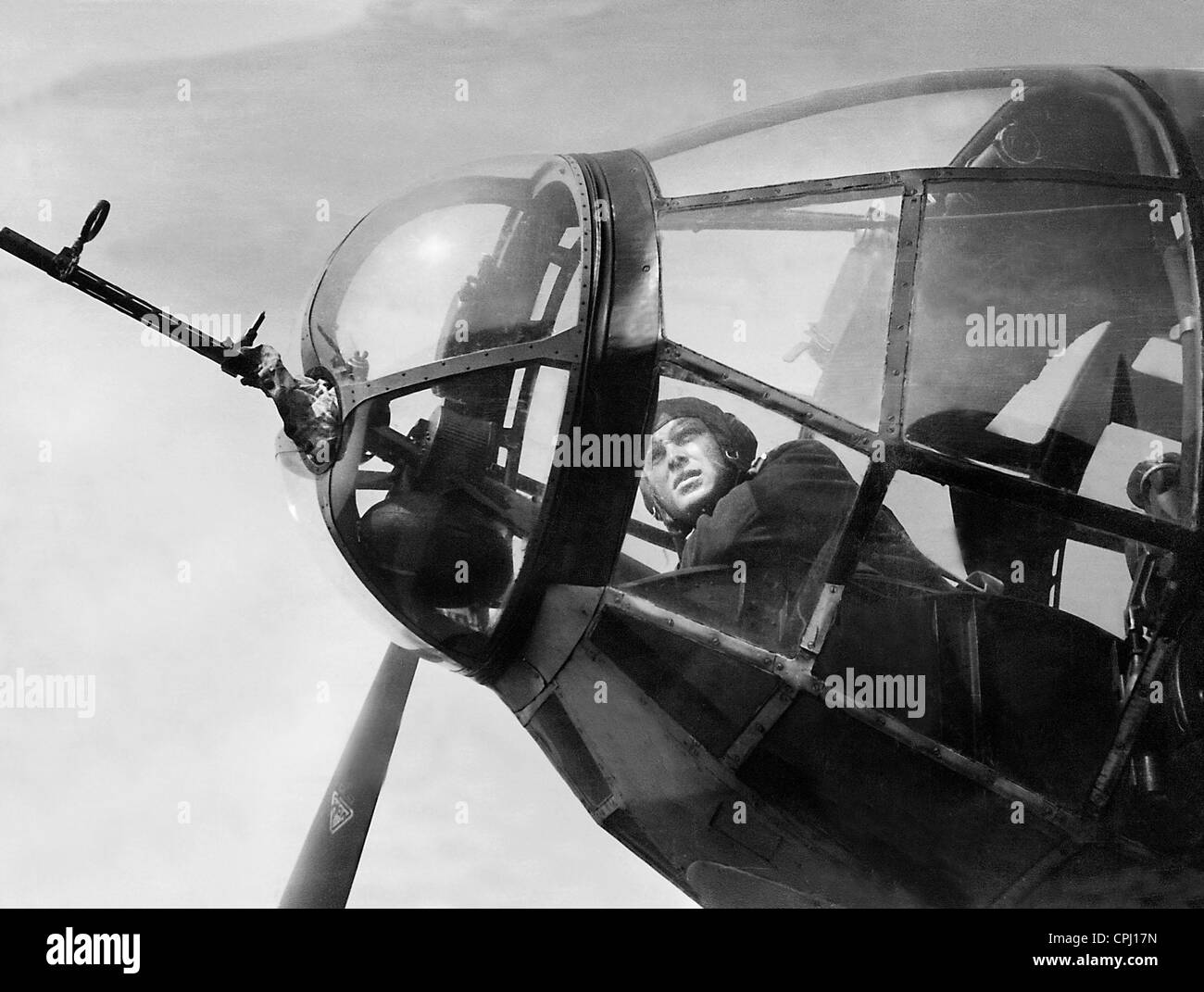 An Observer on Board a Heinkel He 111, 1940 Stock Photo