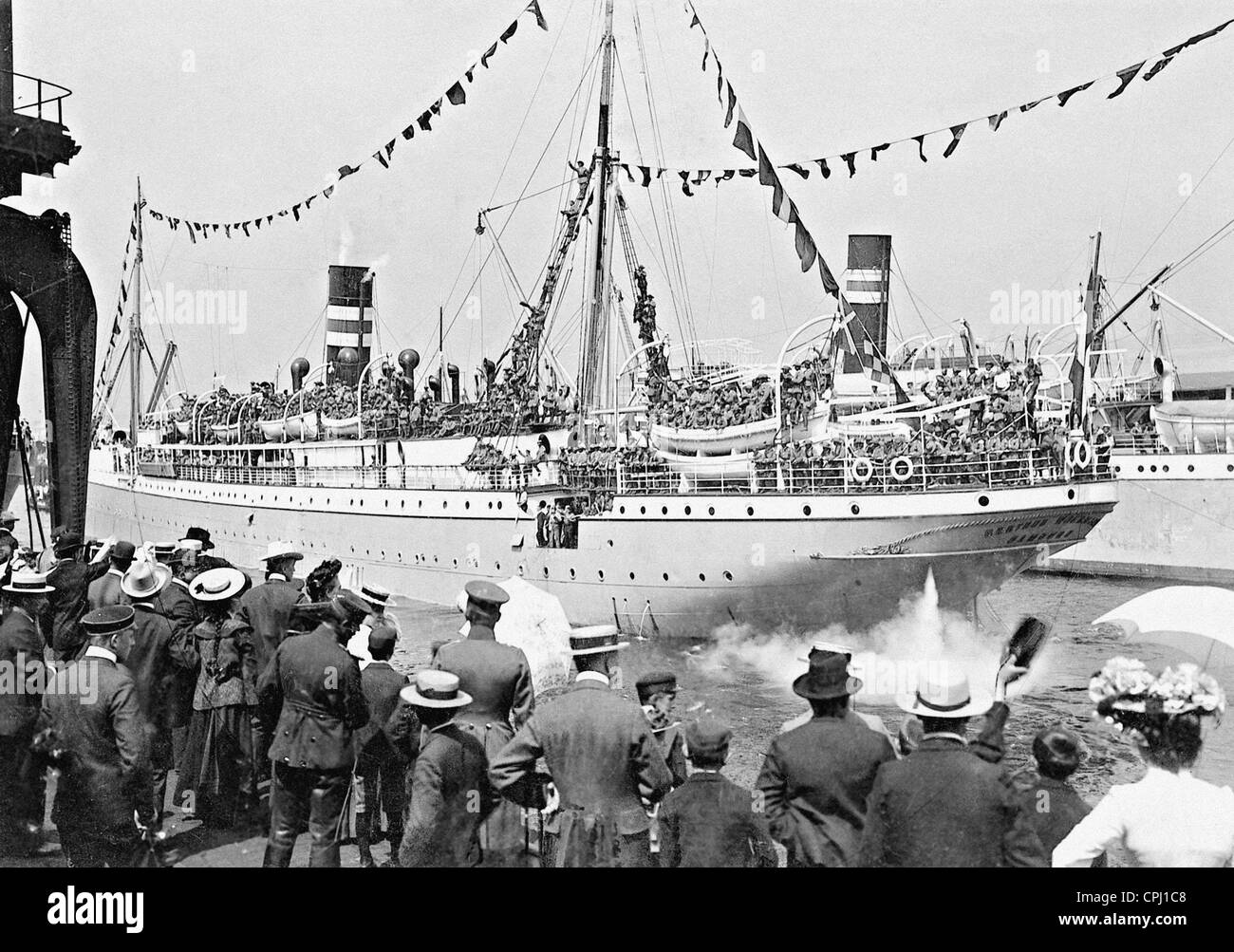 German troop carrier 'Gertrud Woermann', 1904 Stock Photo