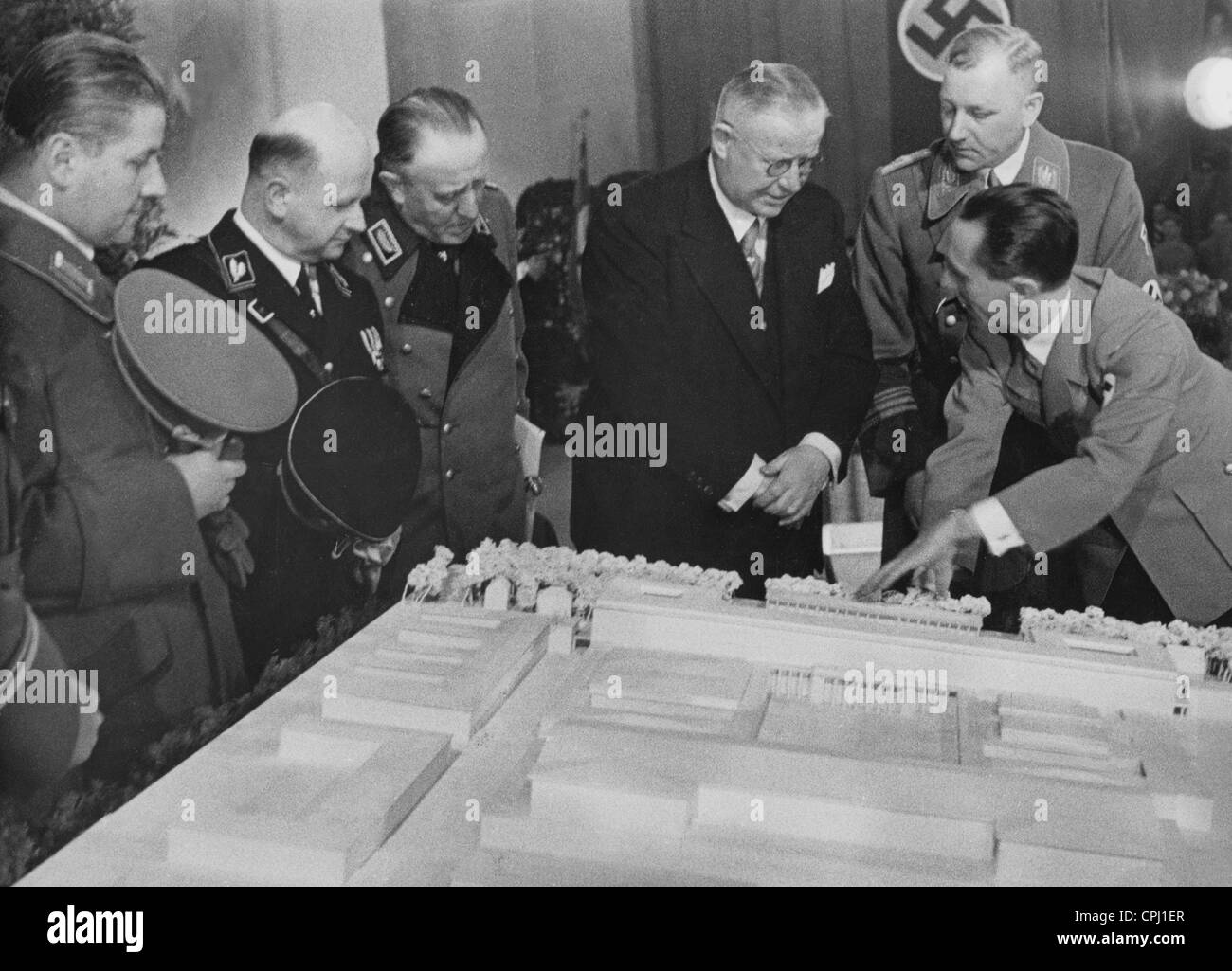 Josef Goebbels, Viktor Lutze, Ludwig Klitzsch, Loffelholz, Oswald Lehnich, Leopold Gutterer, 1938 Stock Photo