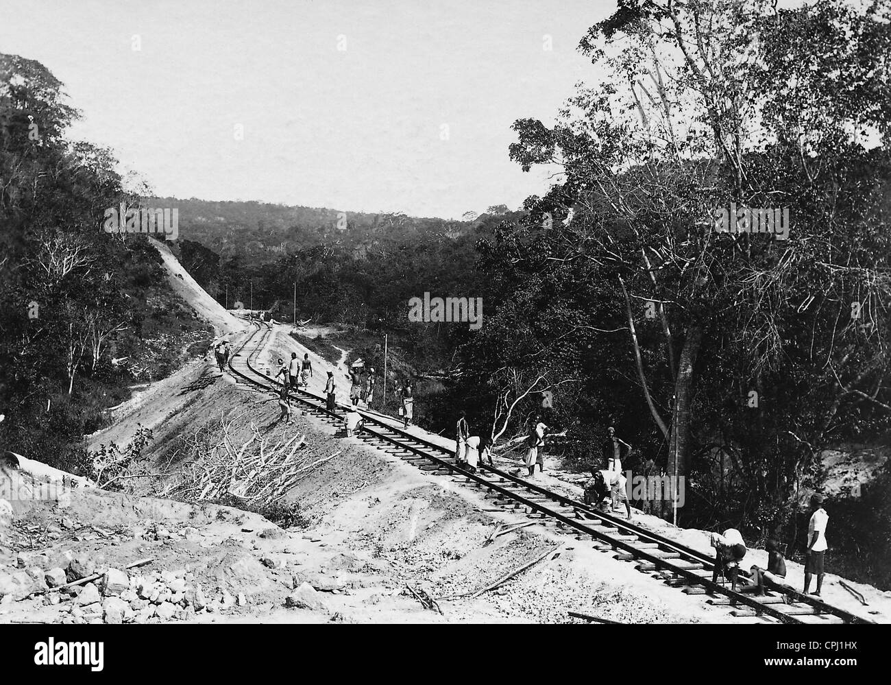 Railway construction in German East Africa, 1907 Stock Photo