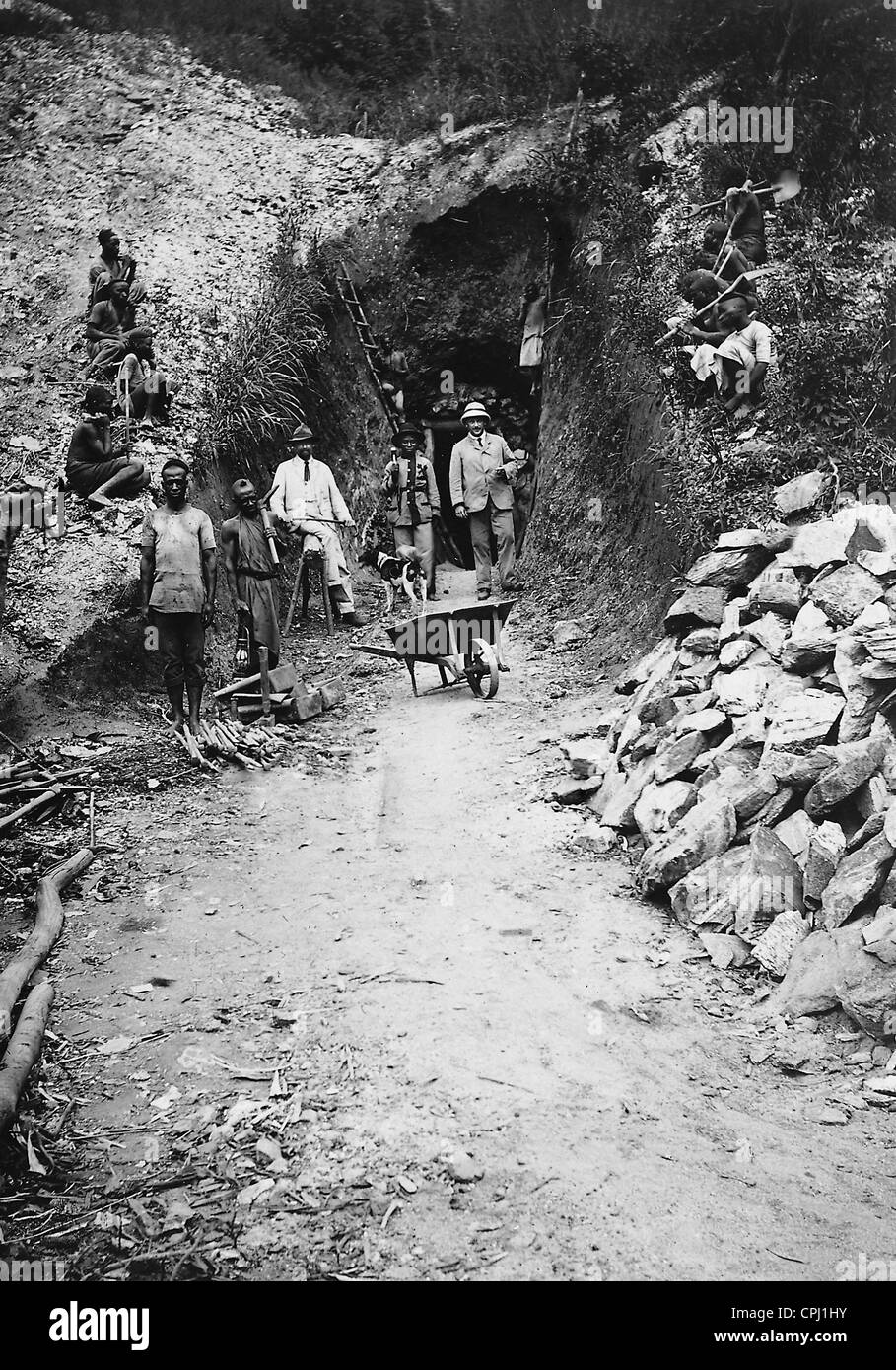 Mica dump in German East Africa, 1907 Stock Photo