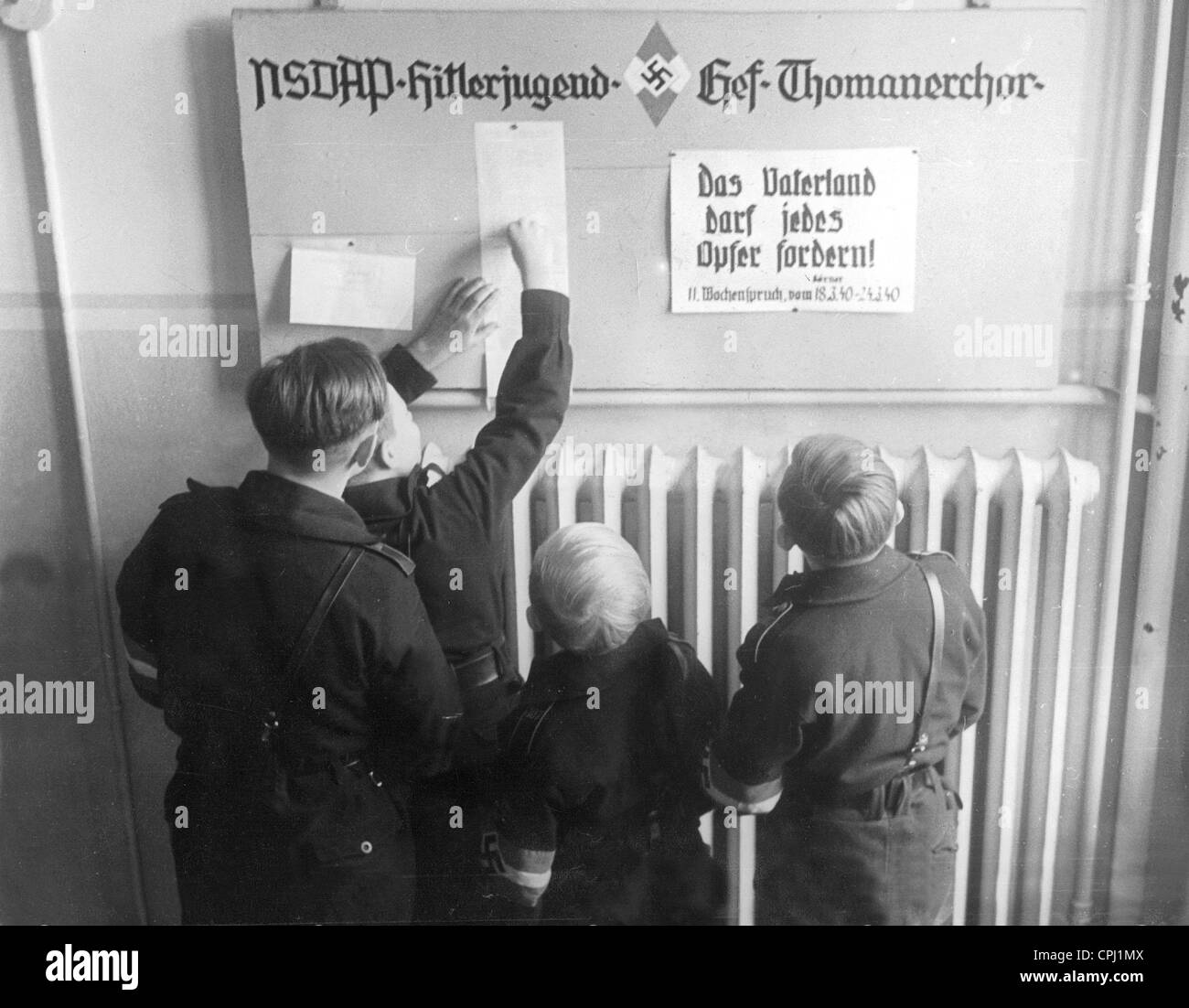 Blackboard of the Hitler Youth at the Leipzig Thomaner Choir, 1940 Stock Photo