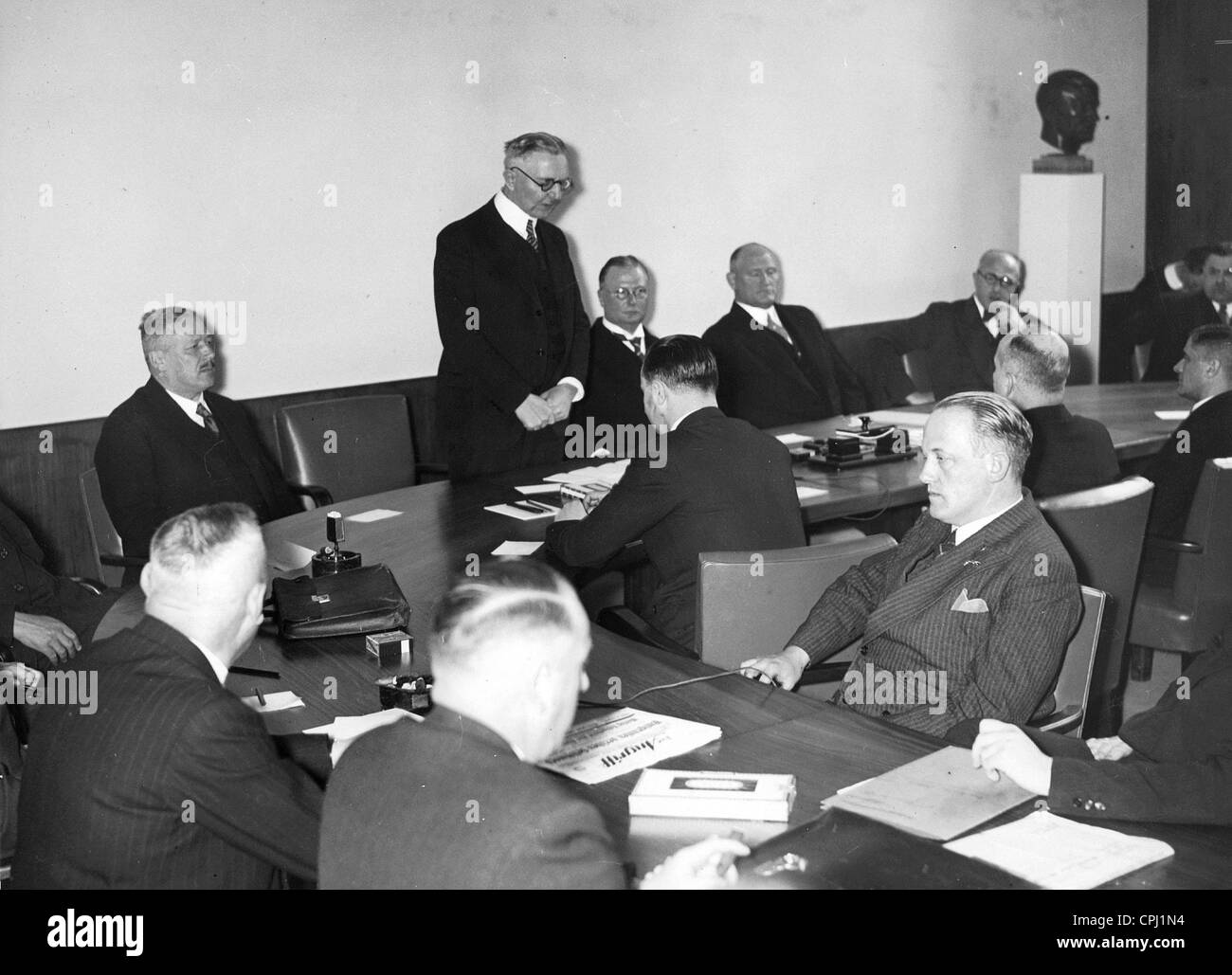 Hjalmar Schacht on the Stand, IMT, Nuremberg Germany, 1945-1946