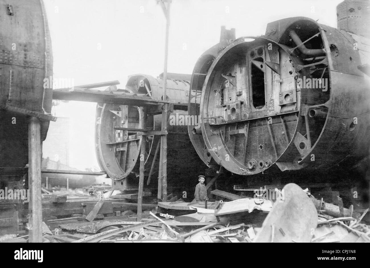 Dismantling of German submarines, 1919 Stock Photo