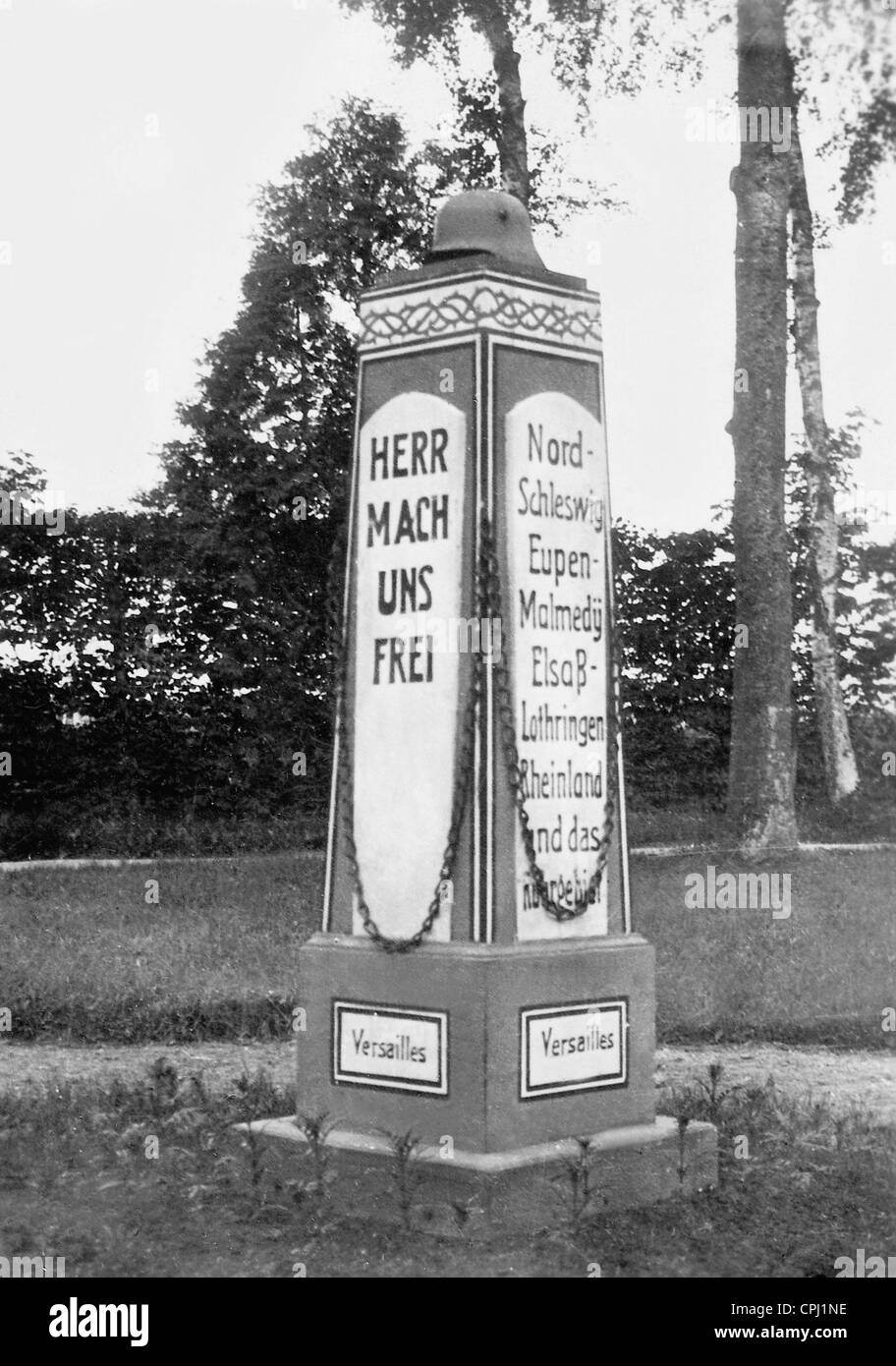 Memorial stone against the Treaty of Versailles Stock Photo
