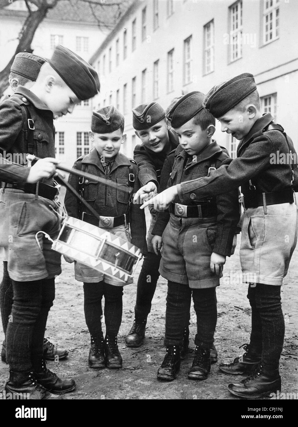 Orphan boy in uniform, 1939 Stock Photo