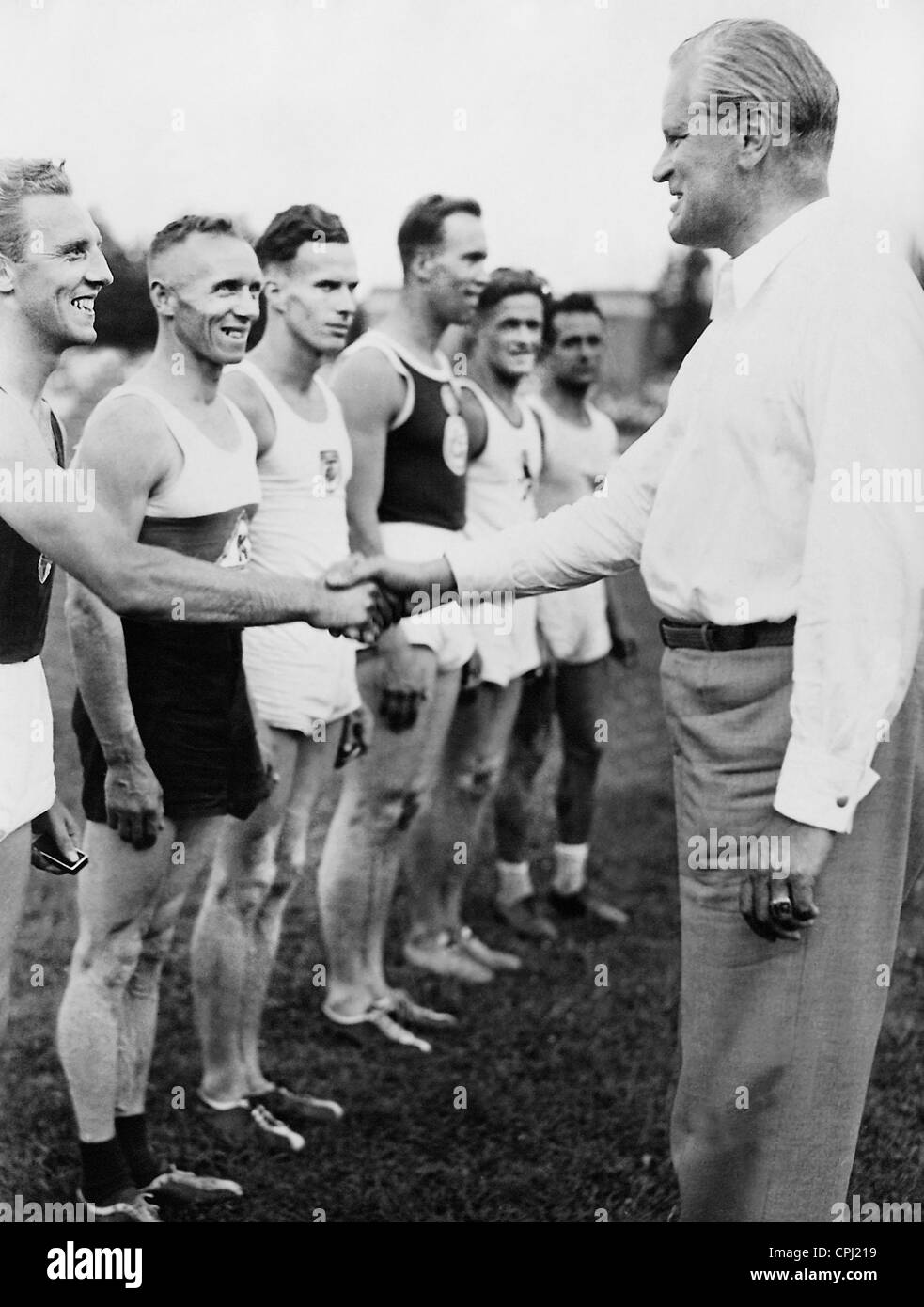 Karl Ritter von Halt congratulates Josef Haunzwickel, 1938 Stock Photo