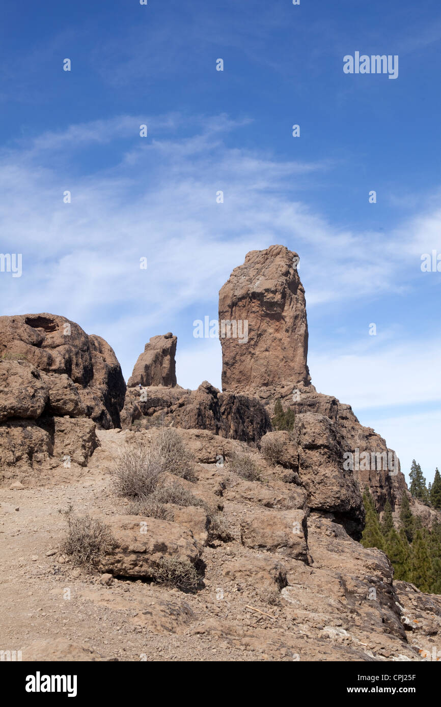 Roque Nublo (rock in clouds) on Gran Canaria i Stock Photo