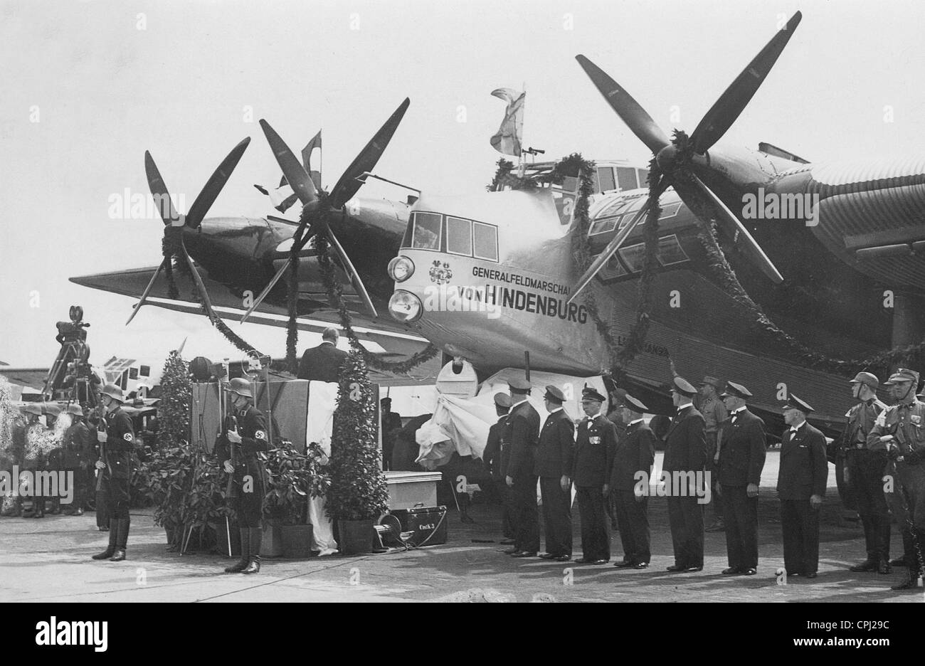 Hermann Goering names the Junkers G 38 'Generalfeldmarschall von Hindenburg', 1933 Stock Photo
