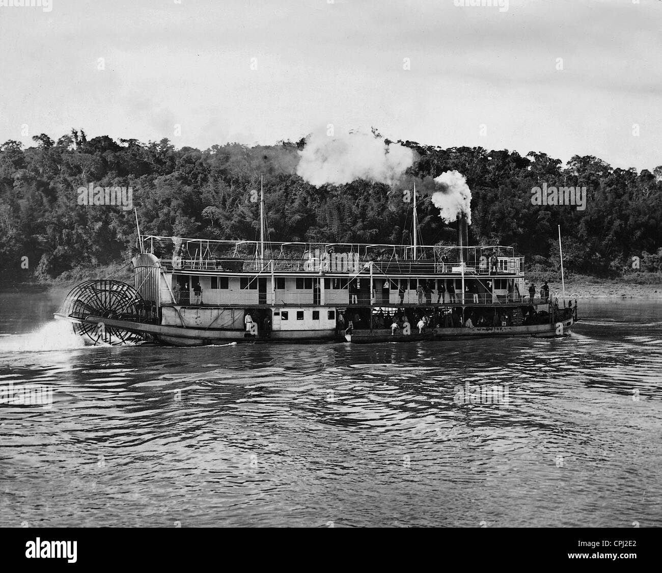 Steam boat on the Parana in Argentina, 1929 Stock Photo