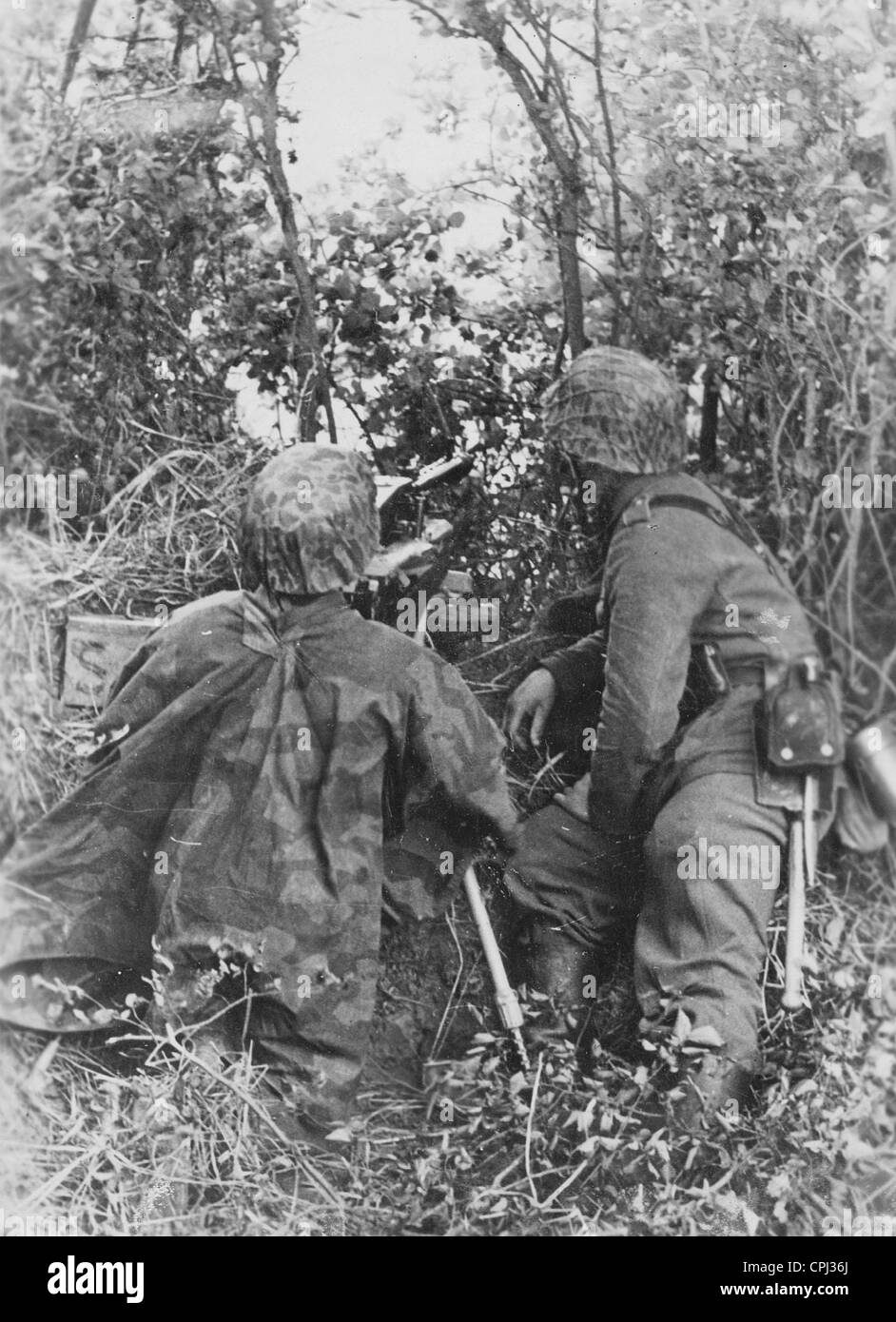 German soldiers during fights in the Normandy, 1944 Stock Photo