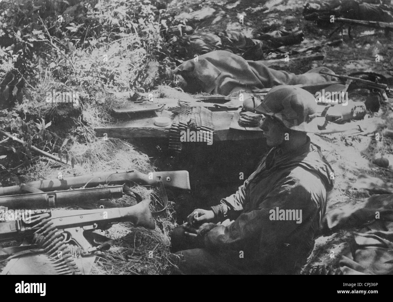 Soldier of the Weapon SS in the Normandy, 1944 Stock Photo