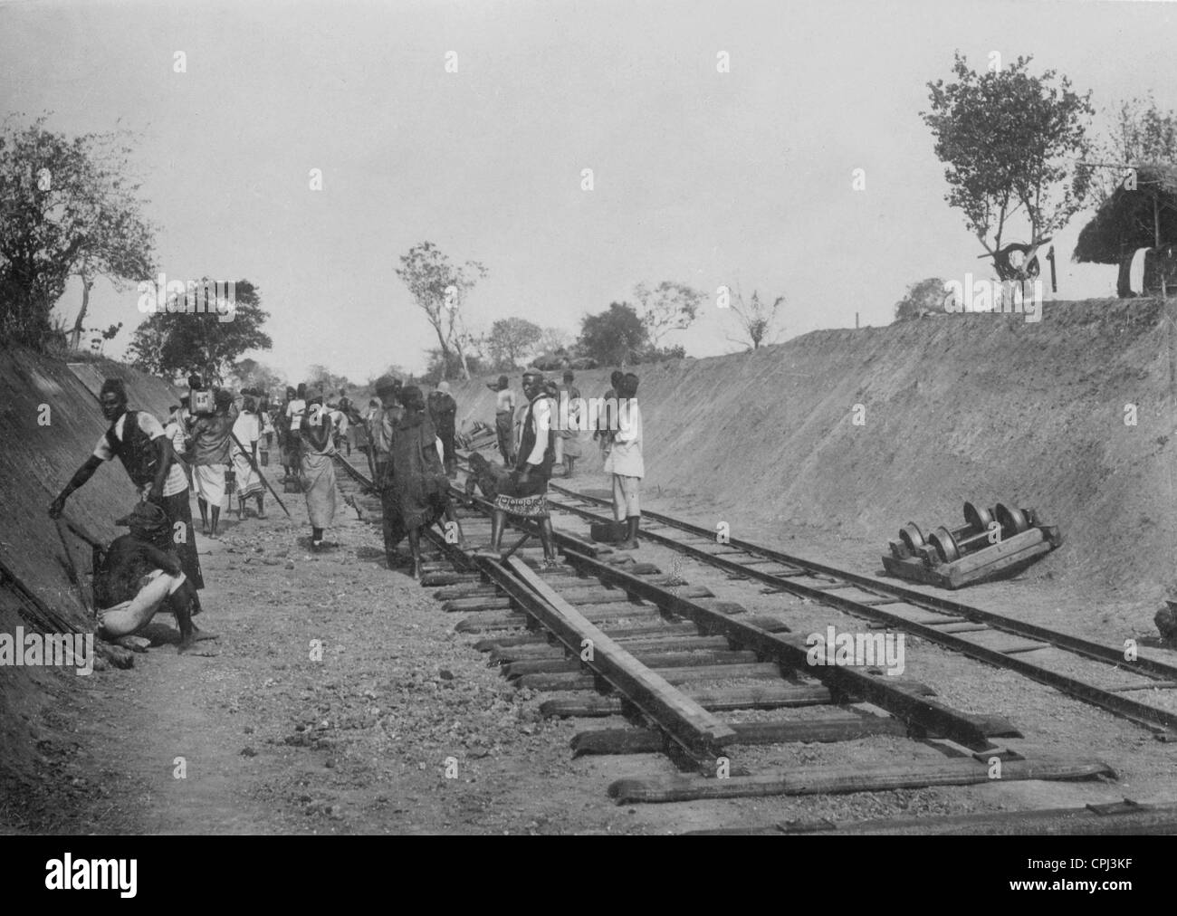 Railway construction in German east Africa, 1907 Stock Photo