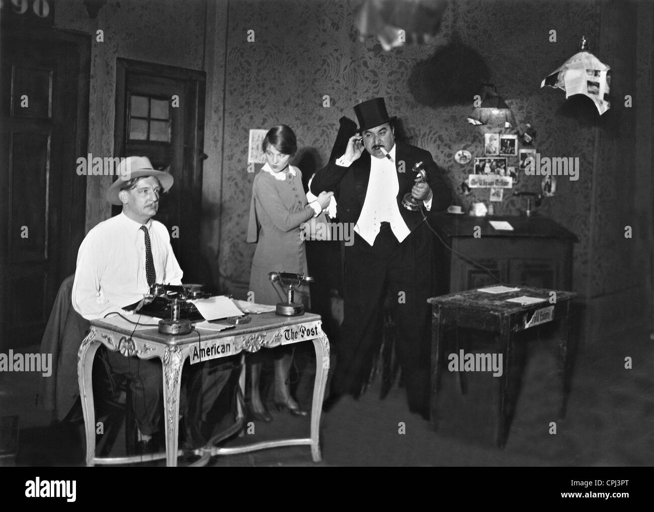 Rudolf Forster, Karin Evans and Kurt Gerron in 'Reporter', 1929 Stock Photo