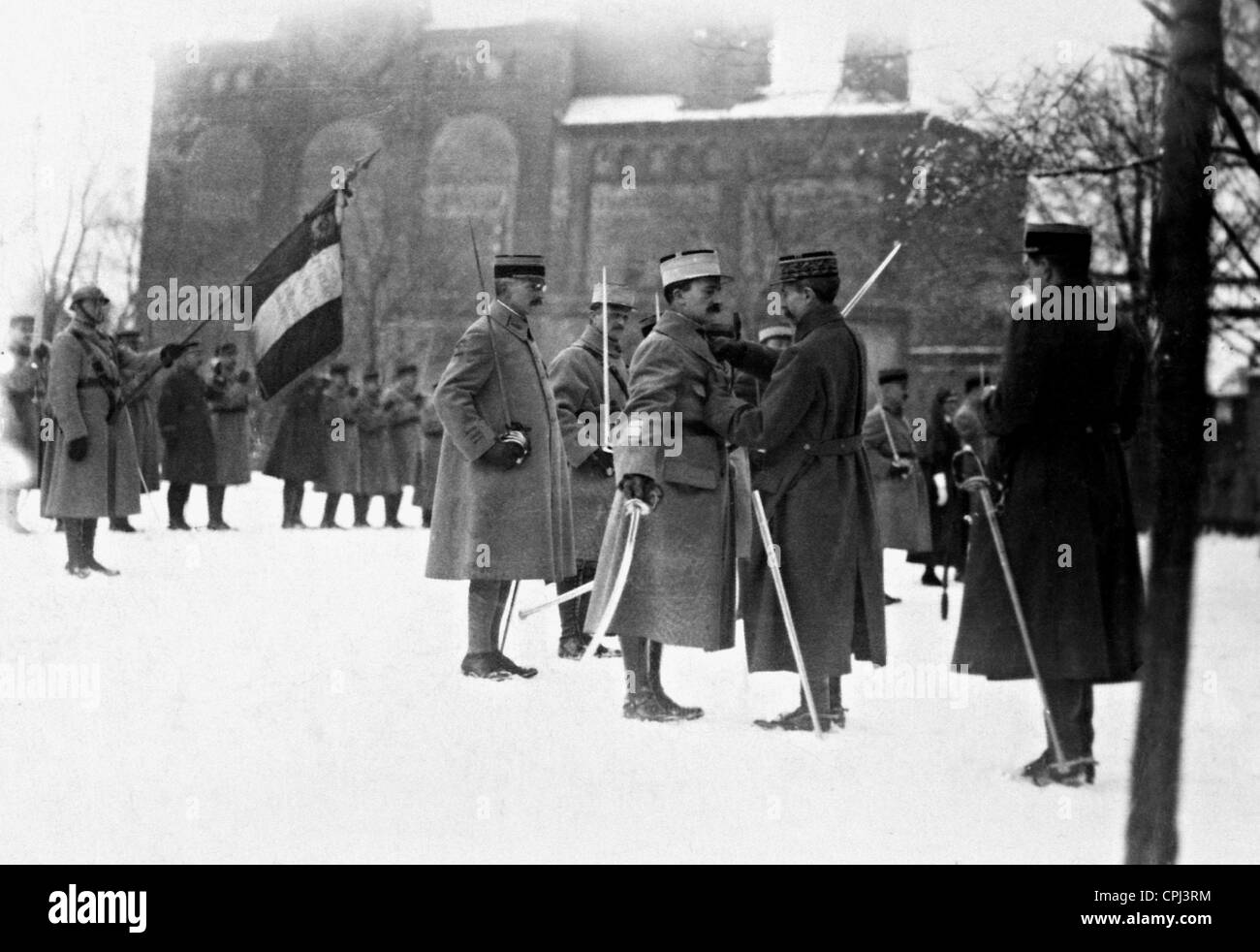 Awarding of a French officer in Upper Silesia Stock Photo