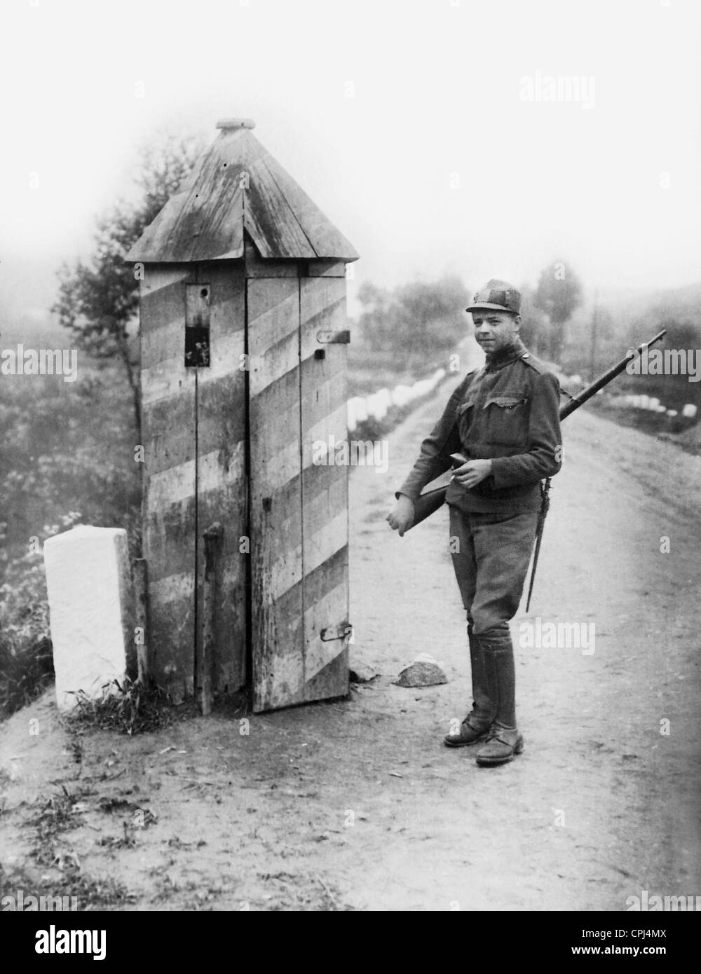 Czech border post on the GermanCzech border, 1919 Stock Photo Alamy