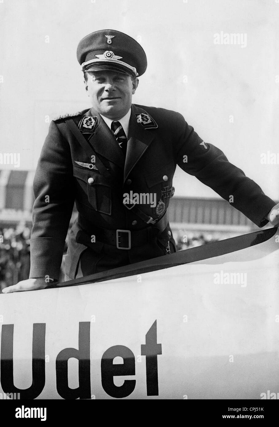 Ernst Udet with his glider, 1936 Stock Photo