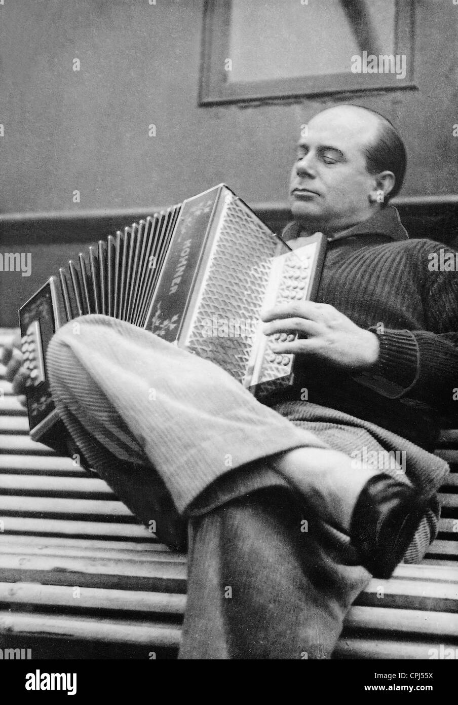 Ernst Udet playing the accordion Stock Photo