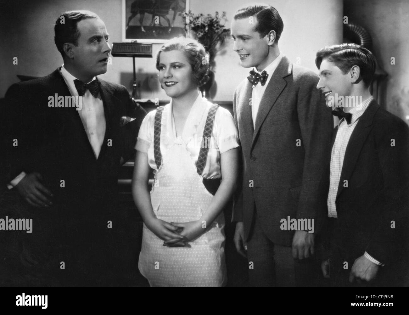 Hermann Thimig, Renate Mueller, Wolf Albach-Retty and Fritz Gruenbaun in 'Maedchen zum Heiraten' (informal title: Girl to Stock Photo