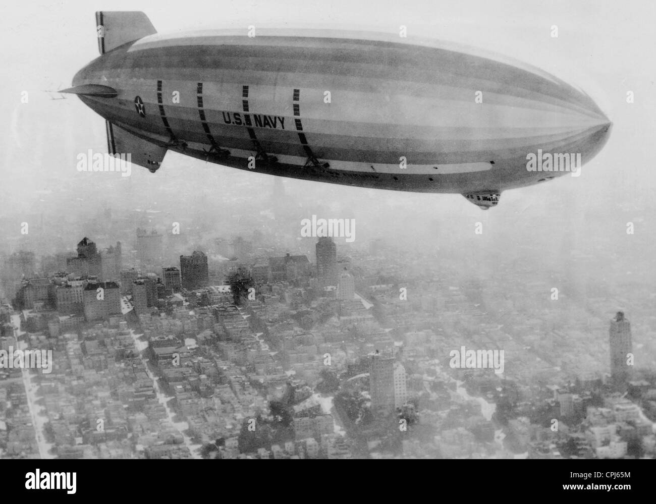 The airship 'Macon' over San Francisco, 1935 Stock Photo