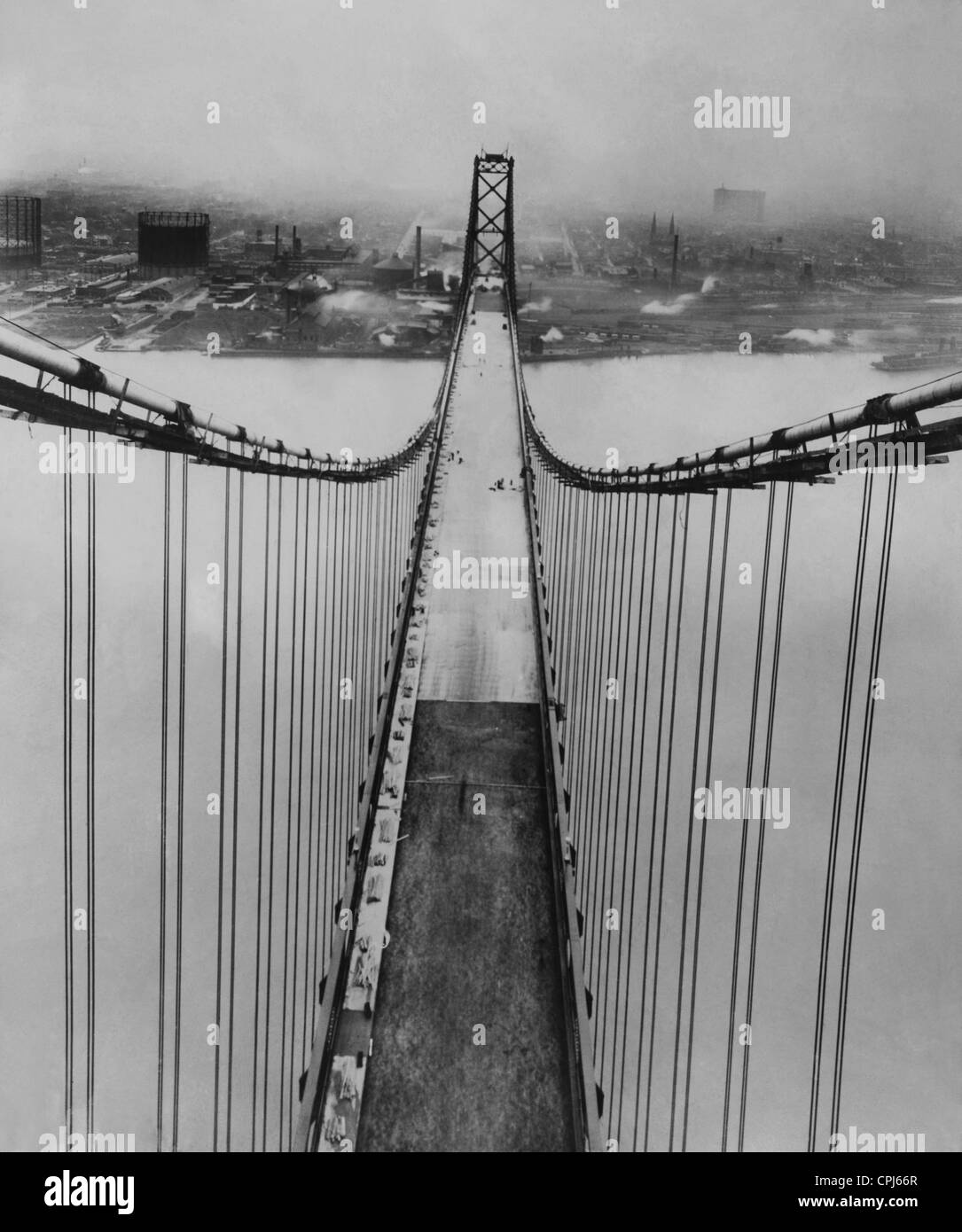 Ambassador Bridge in Detroit, 1929 Stock Photo